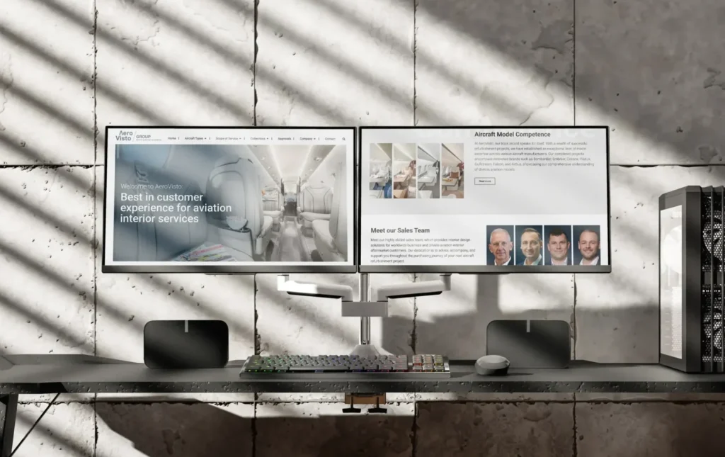 Aerovisto Group, Webdesign, Internetseite, Brand design, Weyou Media, Website trends 2025,